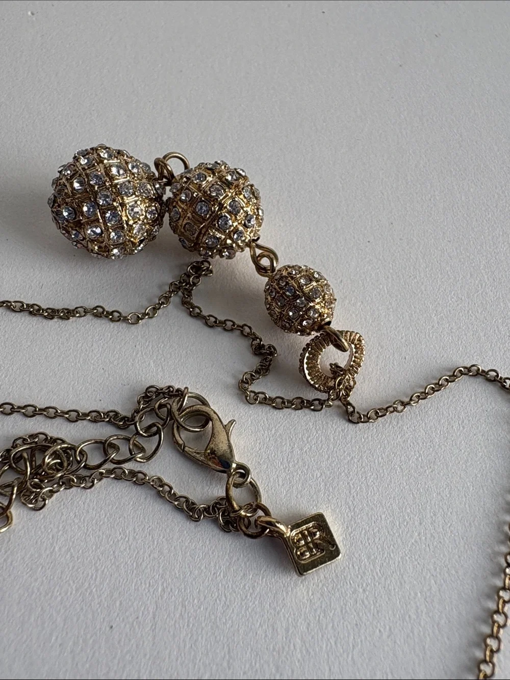 Banana Republic Gold Pave Crystal Triple Drop Necklace